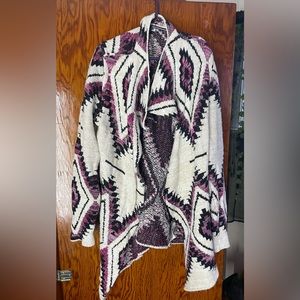 Maurices Sweater. Cream, Pink/Purple, Black Aztec.